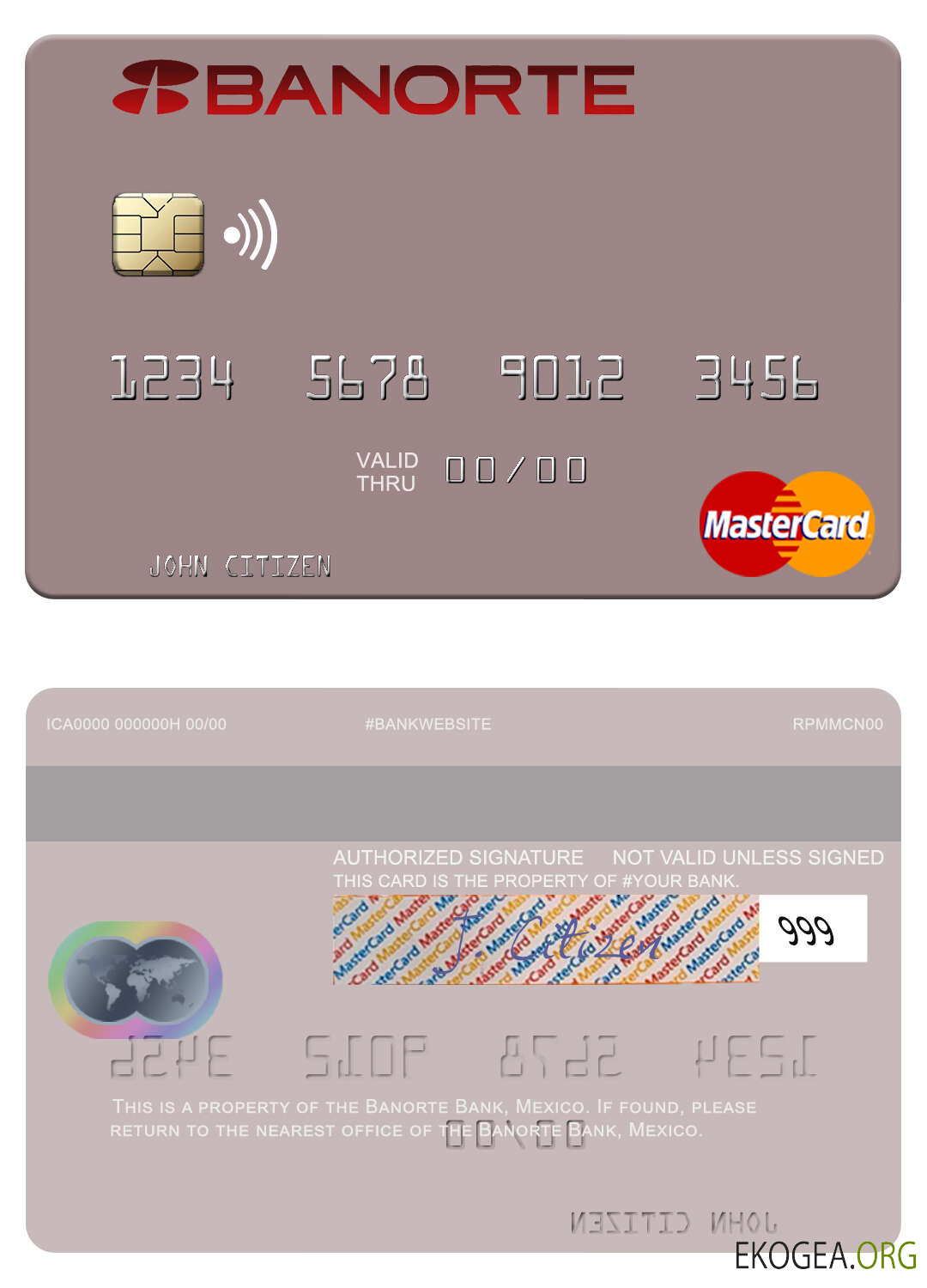 Carte Mastercard de la Banque Banorte du Mexique